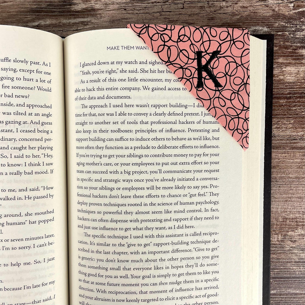 Personalized Bookmark with Embroidered Initial, a Unique Book Lover Gift for Birthdays, Book Clubs or Just Because