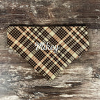 Personalized Dog Bandana, Custom Embroidered Name, Slip-On Scrunchie Dog Scarf, Autumn Pet Accessory
