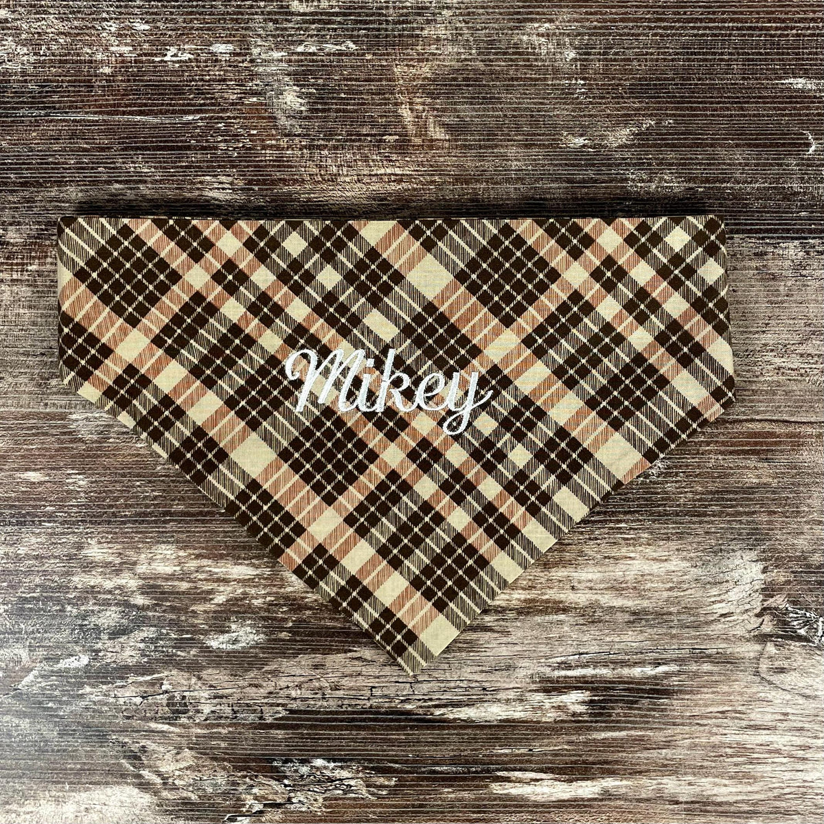 Personalized Dog Bandana, Custom Embroidered Name, Slip-On Scrunchie Dog Scarf, Autumn Pet Accessory