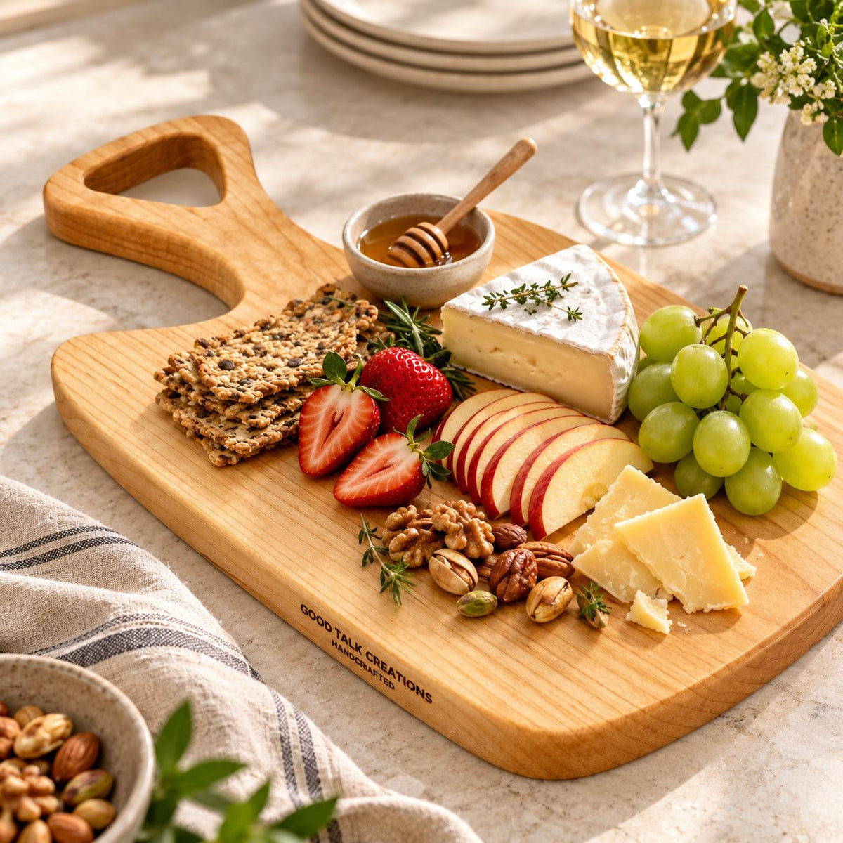 Personalized One-Piece Wood Cutting Board | Handmade Walnut, Cherry or Maple Serving Board | Non-Toxic Food Safe Finish | Wedding Gift