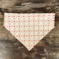 Personalized Pink Heart Dog Bandana with an Embroidered Name and Comfortable Slip-On Scrunchie Neck