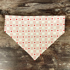 Personalized Pink Heart Dog Bandana with an Embroidered Name and Comfortable Slip-On Scrunchie Neck