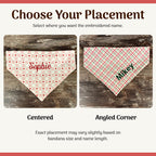 Personalized Pink Heart Dog Bandana with an Embroidered Name and Comfortable Slip-On Scrunchie Neck