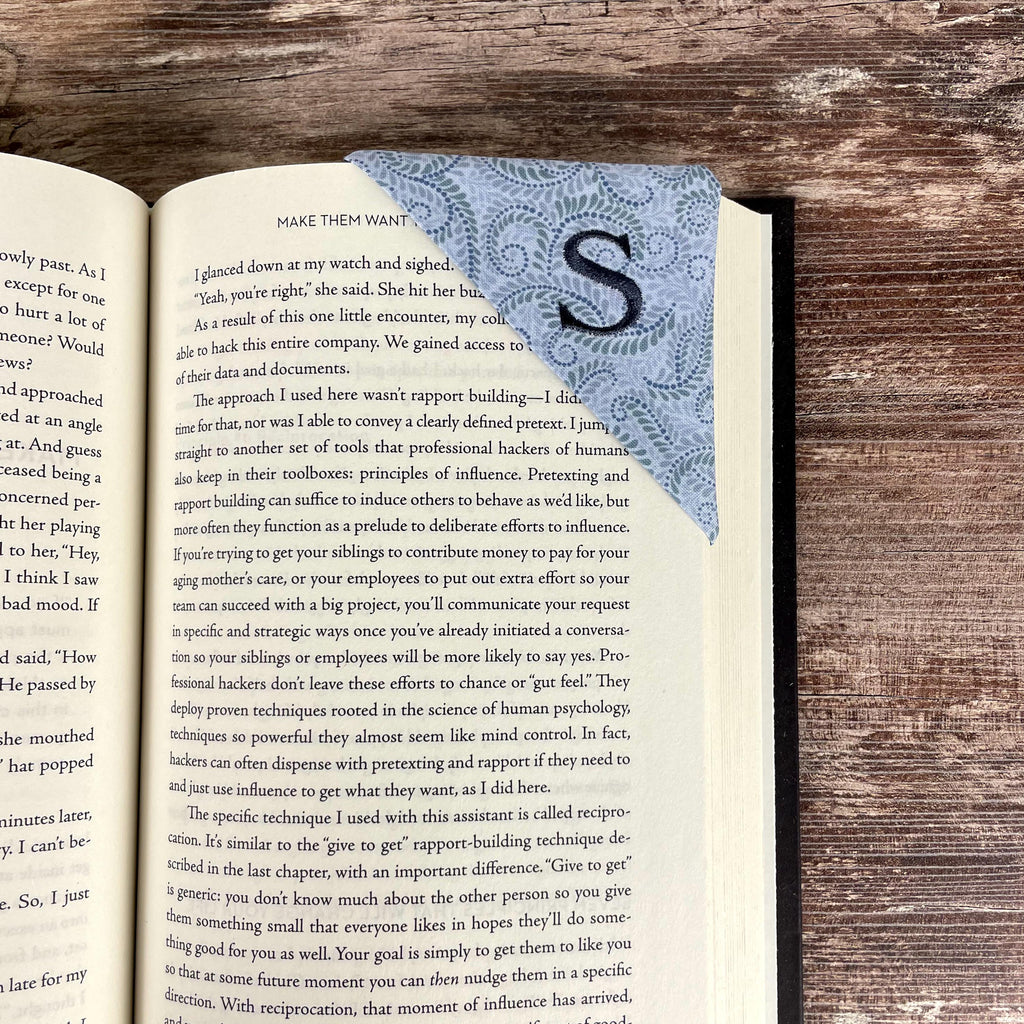 Personalized Bookmark with Embroidered Initial, a Thoughtful Gift for Teachers, Coworkers and Book Lovers