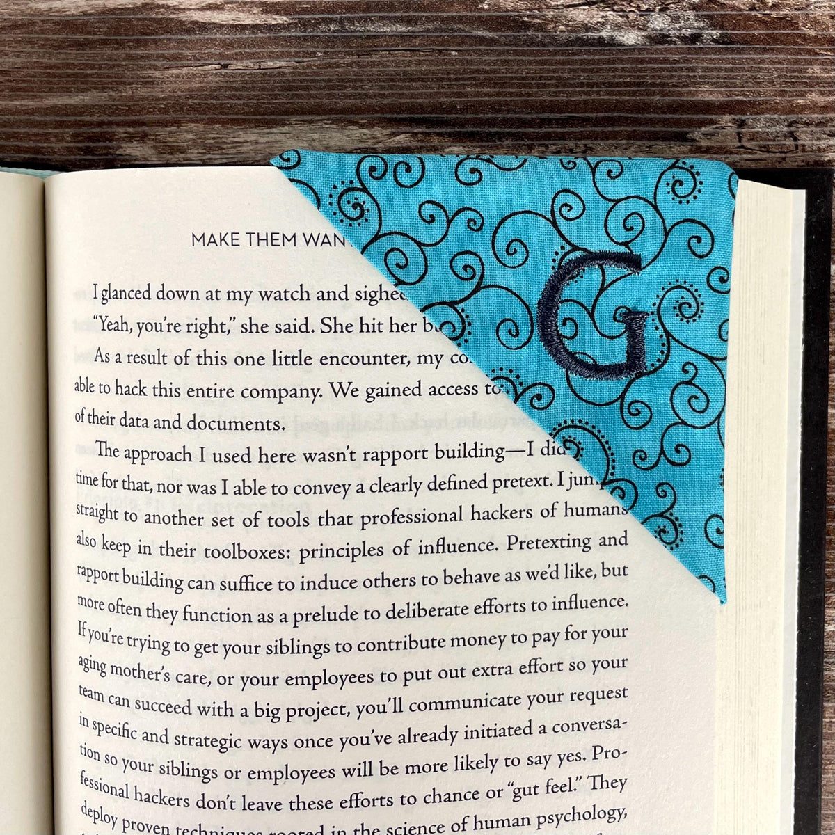 Personalized Bookmark with Embroidered Initial, Custom Book Lover Gift for Teacher, Book Club or Birthday