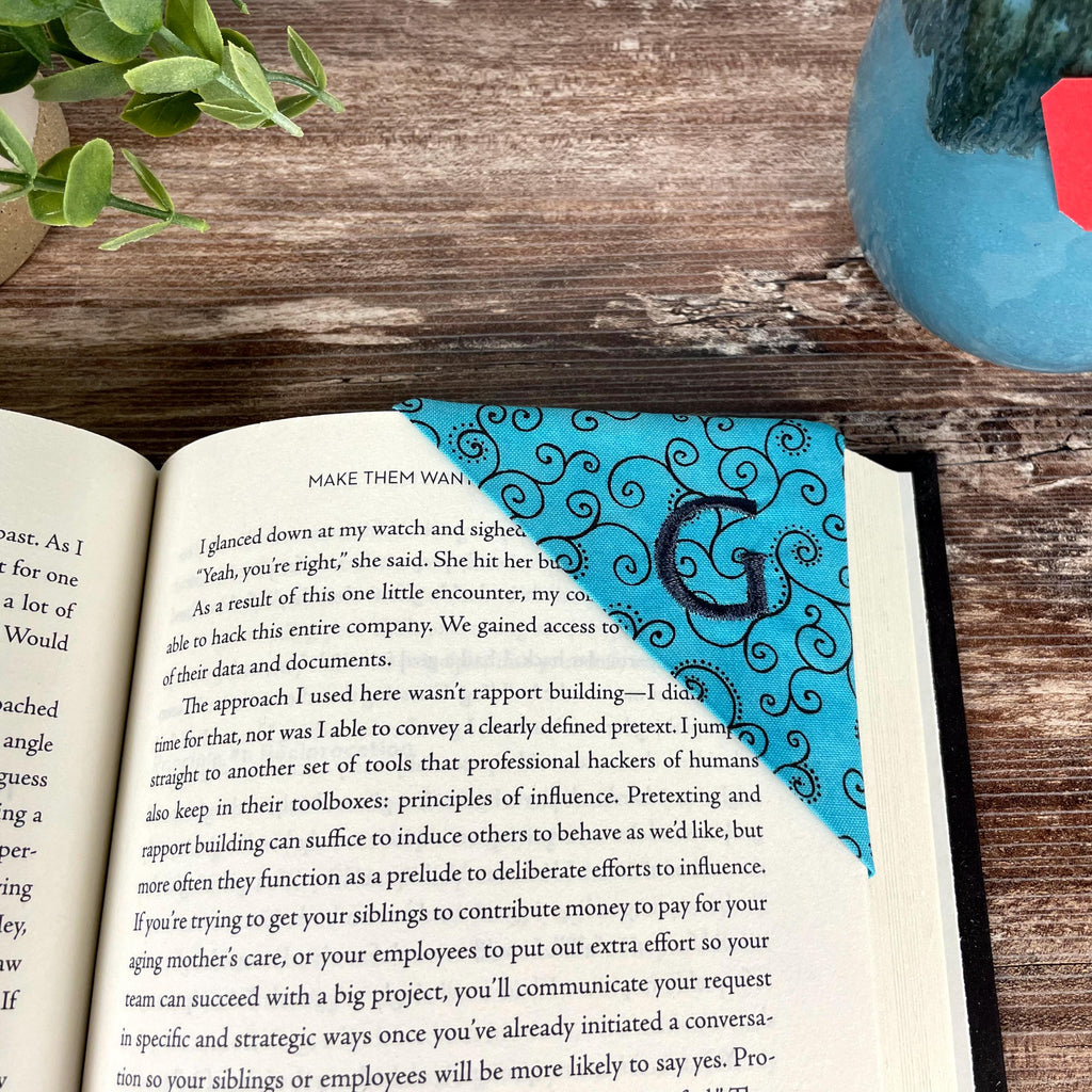 Personalized Bookmark with Embroidered Initial, Custom Book Lover Gift for Teacher, Book Club or Birthday